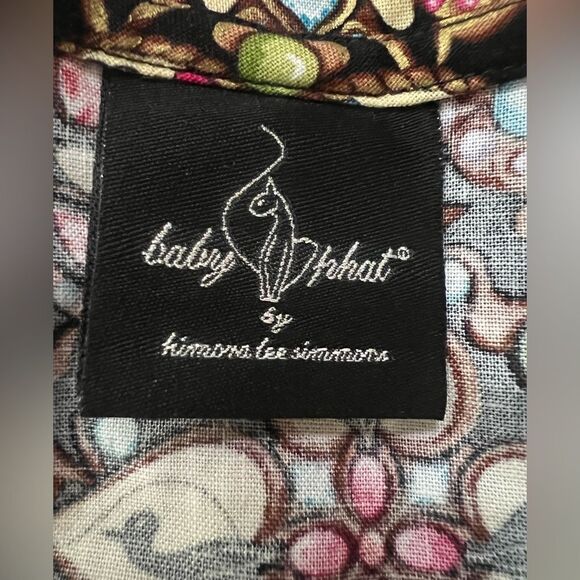 Baby Phat medical scrub top black cat printed short sleeves - Picture 3 of 7